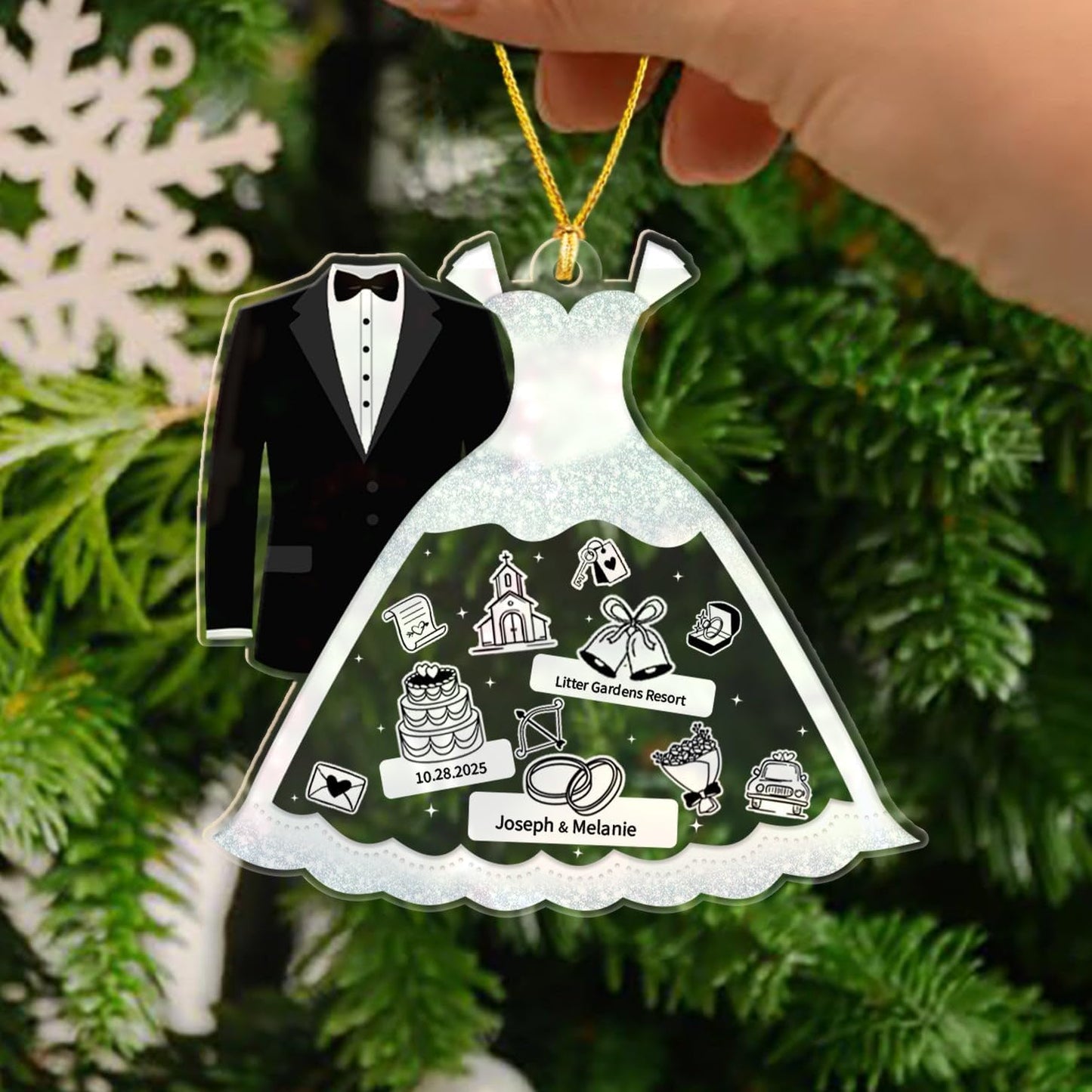 Our First Christmas As Mr & Mrs Ornament 2025, Personalized Marriage Wedding Ornament Gift for Bride Groom Newlyweds, Custom Text Names Husband Wife Married Together Ornaments for Wedding Anniversary