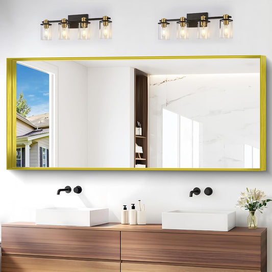 Gold Bathroom Mirror, 72x30 Inch Rectangular Framed Mirror, Large Wall Mounted Bathroom Vanity Mirror Over Sink for Bedroom,Restroom, Living Room, Hangs Vertically or Horizontally