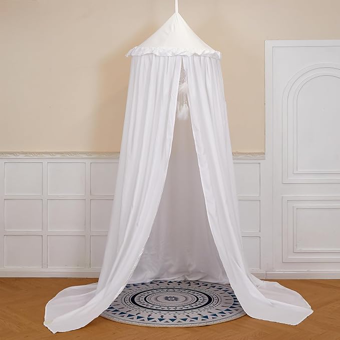 Princess Decor Canopy for Kids Bed, Soft and Durable Bed Canopy for Girls Room Tent Canopy Dreamy Mosquito Net Bedding, Children Reading Nook Canopies Indoor (White)
