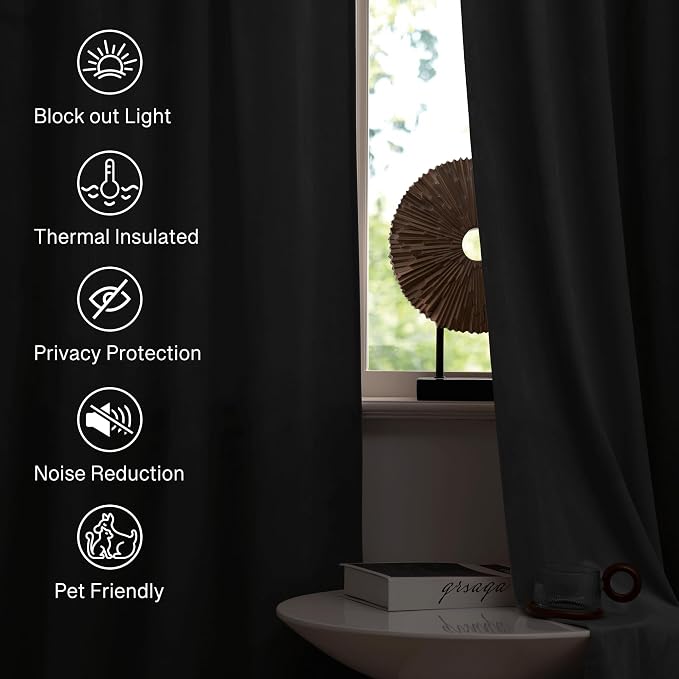StangH Grey Velvet Curtains 108 inches Long Dual Rod Pocket, 2 Panels | 300GSM Soft Velvet, Room Darkening, Thermal Insulated, Privacy Protect, Noise Absorb, Bedroom, Living Dining Room