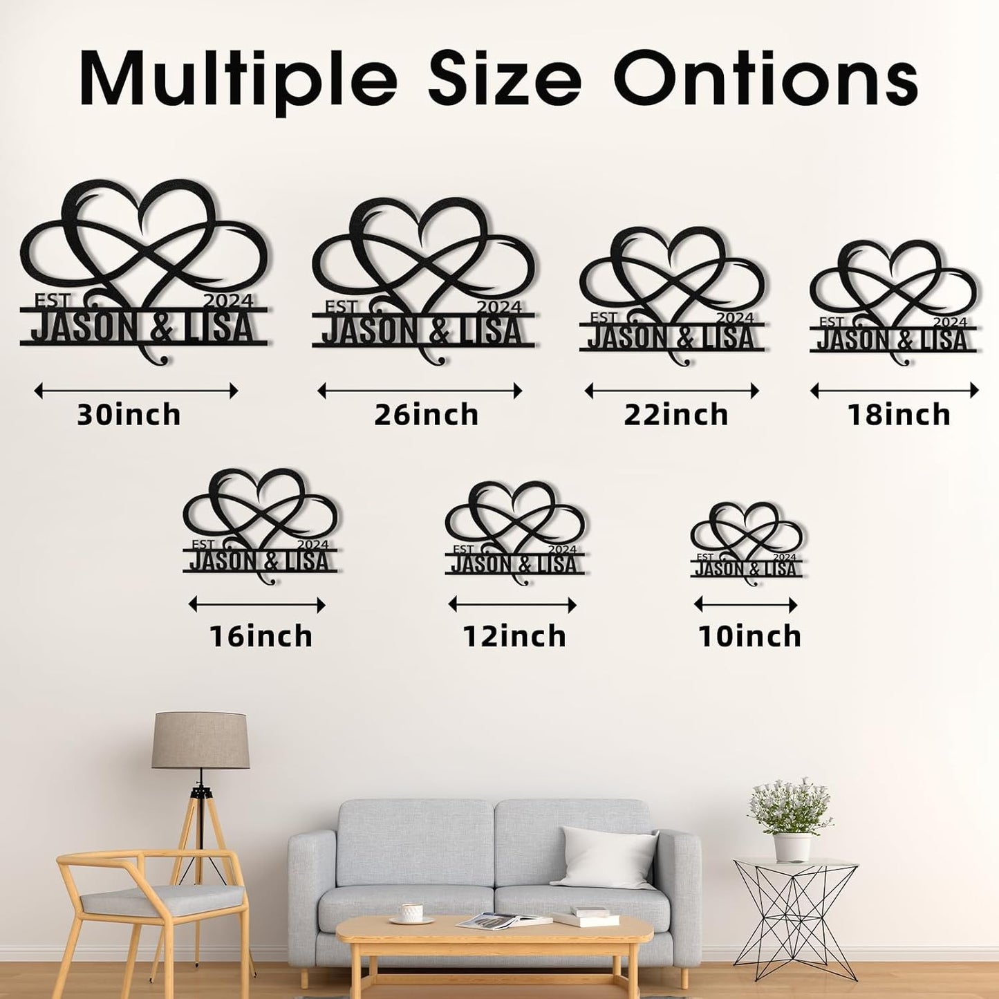 Metal Signs Customized, Infinity Heart Wall Decor, Custom Couple's Name Sign, Personalized Wedding Sign for Couples 2025, Unique Infinity Heart Metal Art, Valentines Day Gift, Home Decor Gift