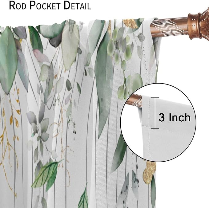 Forest Animal Curtains, Watercolor Wild Animal Bear Fox Deer Kids Window Treatments for Living Room Bedroom,Green Woodland Tree Kids Drapes 2 Panel Sets,42x54 Inch