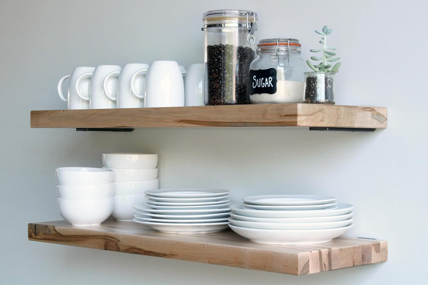 Urban Legacy Deep Floating Shelves | Wormy Maple with Furniture Grade Clear Coat | Low Profile Brackets | Set of 2 (24" x 11" x 2")