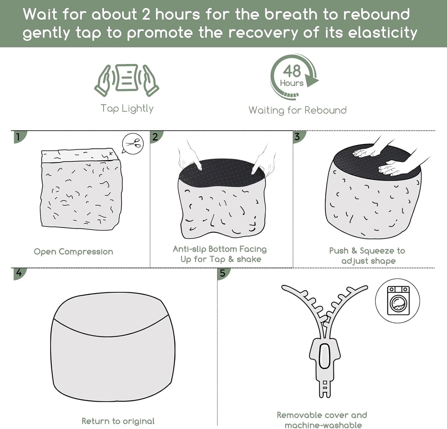 HIGOGOGO Round Stuffed Pouf Ottoman, Plaid Poufs with Foam Chunk Filling, Fluffy and Furry Pouf Foot Stool Storage Ottoman, 20 X 15 Floor Poufs Foot Rest for Living Room, Grey