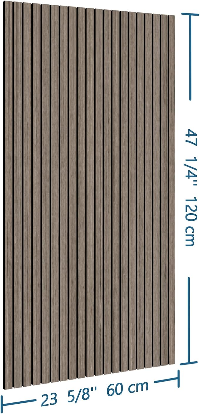 4-Piece Wood Slat Wall Panel for Interior Wall Decor Noise Cancelling 47.2" x 23.6" Peel and Stick Acoustic Decorative 3D Sound Absorbing Wall Paneling, Walnut