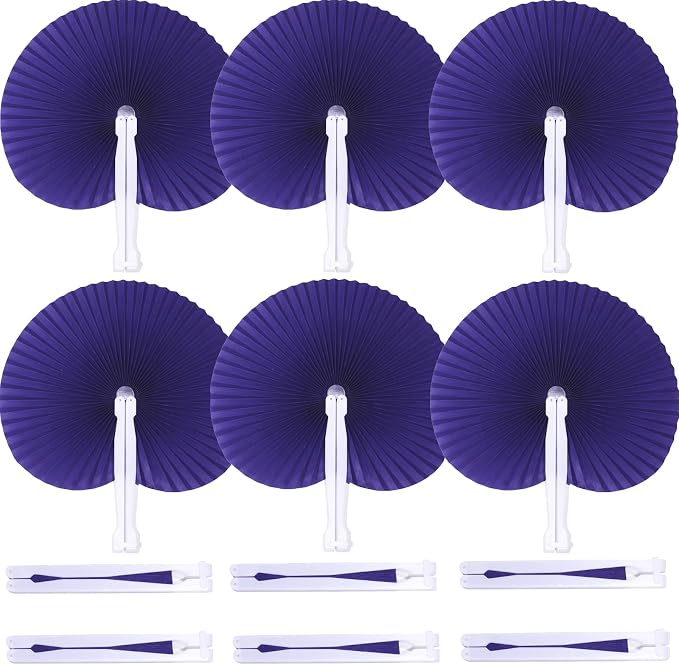 Bestage 20 Pieces Purple Round Paper Fans | Foldable Handheld Fans for Women,Folding Hand Fans for Wedding,Bridal Guest,Church,Party Favors,Dancing,Birthday,DIY
