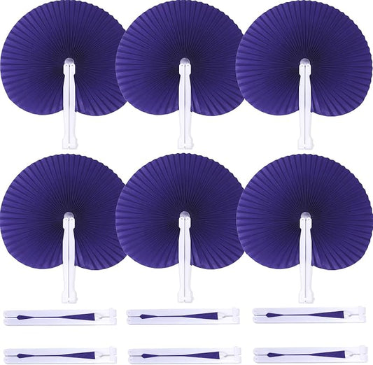 Bestage 20 Pieces Purple Round Paper Fans | Foldable Handheld Fans for Women,Folding Hand Fans for Wedding,Bridal Guest,Church,Party Favors,Dancing,Birthday,DIY