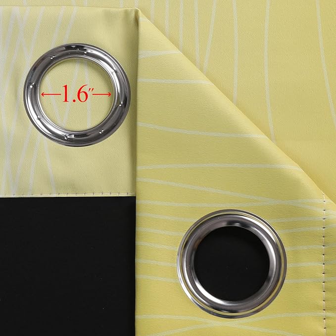 Estelar Textiler Black and Yellow Blackout Curtains 54 Inches Long, Full Light Blocking Gradient Grommet Drapes for Window, Thermal Insulated Ombre Curtains for Bedroom, 52Wx54L, 2 Panels