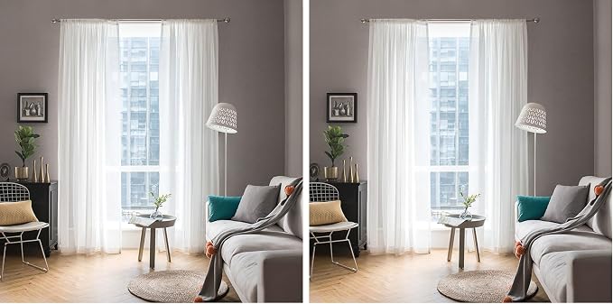 MIULEE White Sheer Curtains 90 inches Long Window Curtains 2 Panels Solid Color Elegant Window Voile Panels/Drapes/Treatment for Bedroom Living Room (54X90 Inches White) (Pack of 2)