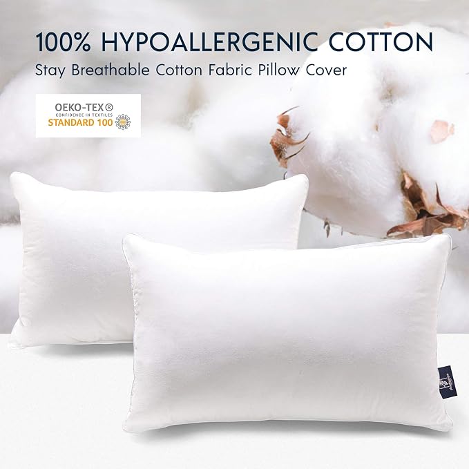 Phantoscope 12x20 Pillow Insert - Throw Pillow Insert with 100% Cotton Cover - Microfiber Lumbar Square Form Pillow Sham Stuffer - Couch Cushion Pillows, 1 Count (Pack of 1)