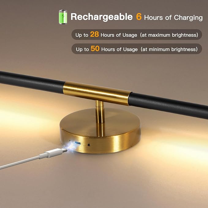 Battery Operated Wall Sconces Set of Two 360° Rotate Wireless Rechargeable Light Dimmable with Remote - Black Gold Modern Sconces Cordless Magnetic Wall Decor for Home Bedroom Timer 31.5 in
