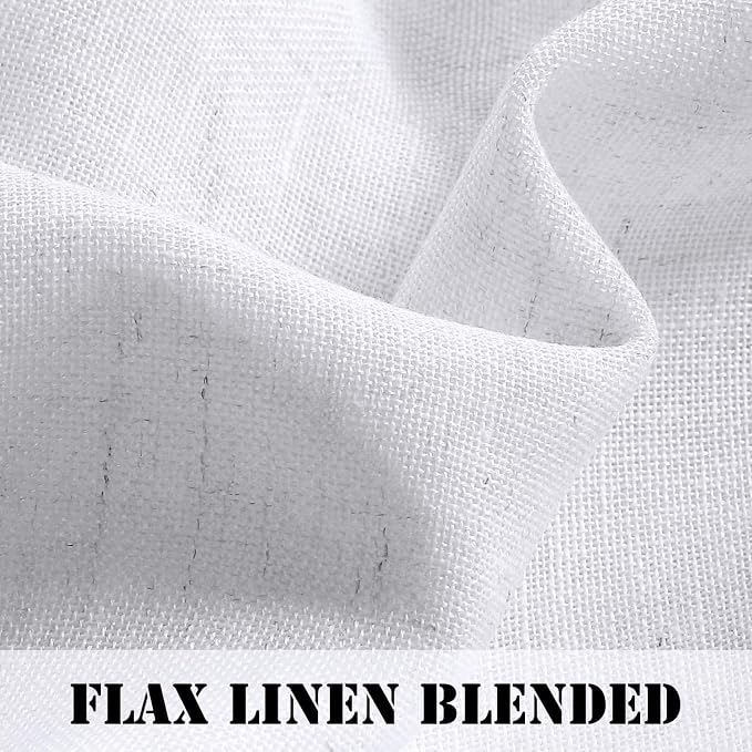 H.VERSAILTEX Elegant Natural Linen Blended Curtains Energy Efficient Light Filtering Rod Pocket Window Treatments Panels for Living Room Not Solid (Set of 2, Heathered White, 52 Inch x 72 Inch)