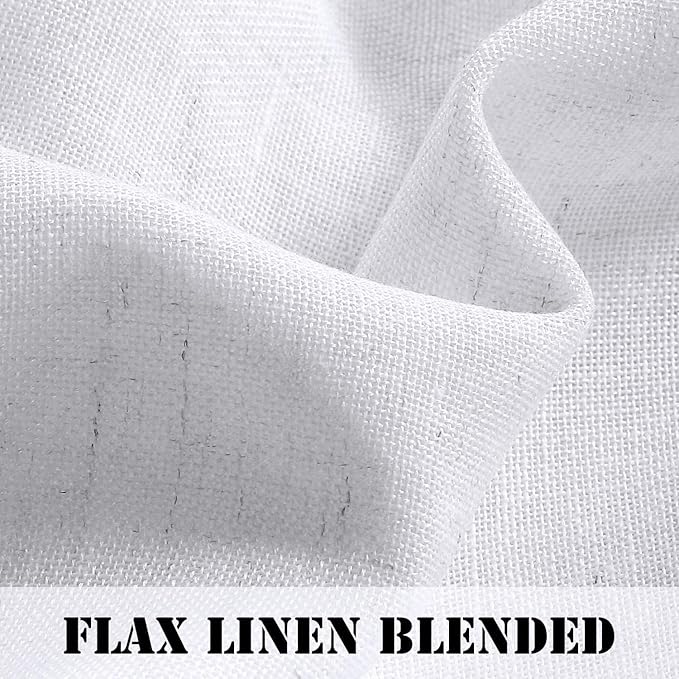 H.VERSAILTEX Linen Curtains Pair Set Functional Open Weave Curtain Highly Durable Rod Pocket Extra Long 108 Drapes for Living Room/Bedroom, Not Solid Privacy Assured (9 FT Tall, Heathered White)