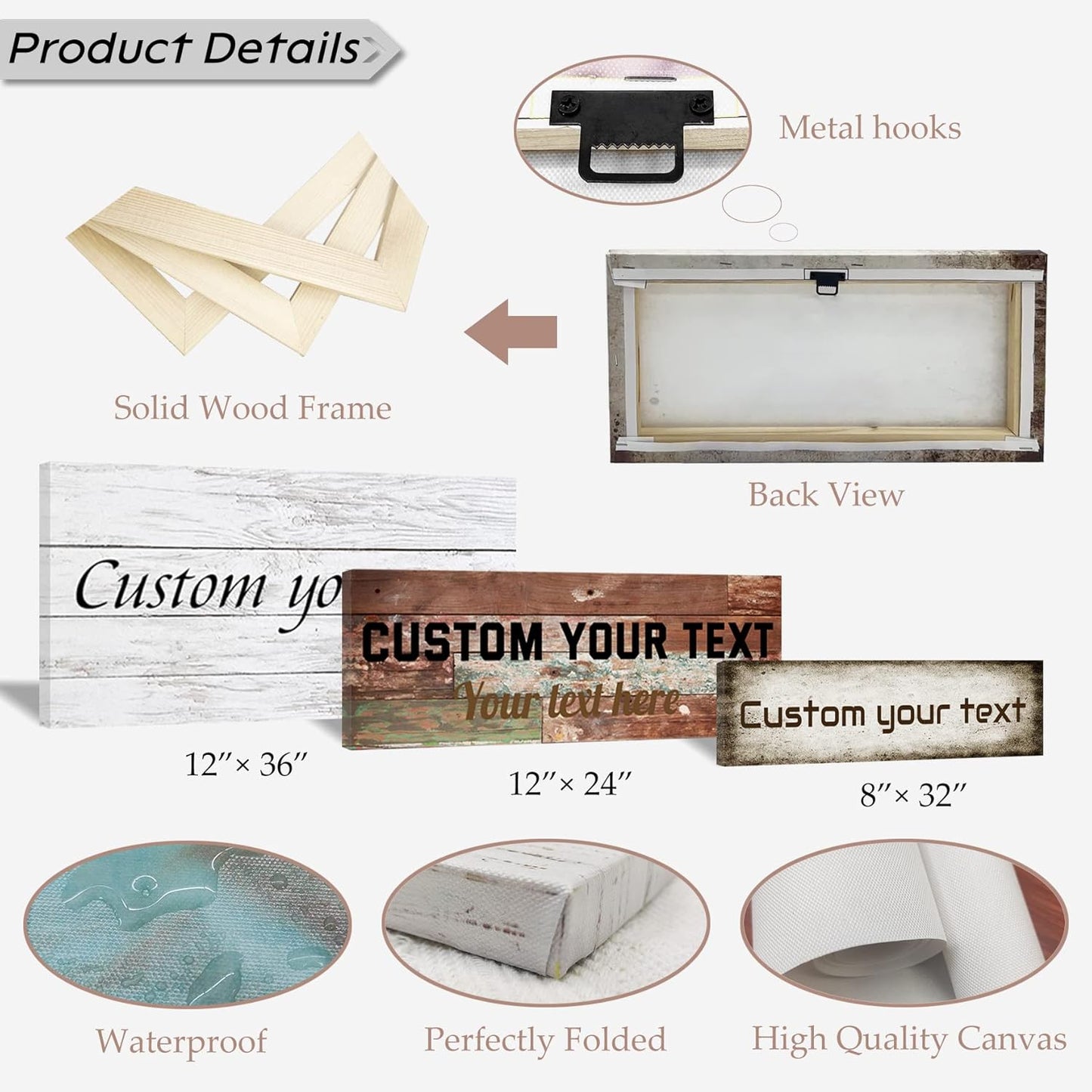 LZIMU Custom Signs for Wall Personalized Canvas Prints Sign with Your Text Customized Family Sign Wall Art for Rustic Farmhouse Home Decor (5"x10")