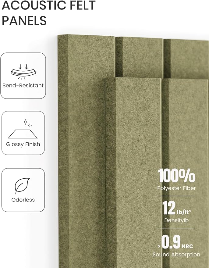 Fluxynara Large Felt Bulletin Board 48" x 36" Cork Board Alternative-12 Pack with 64 Safe Removable Adhesive Tabs, Cork Boards for Walls Cork Board for Home Office Classroom Pin Board -Olive Green