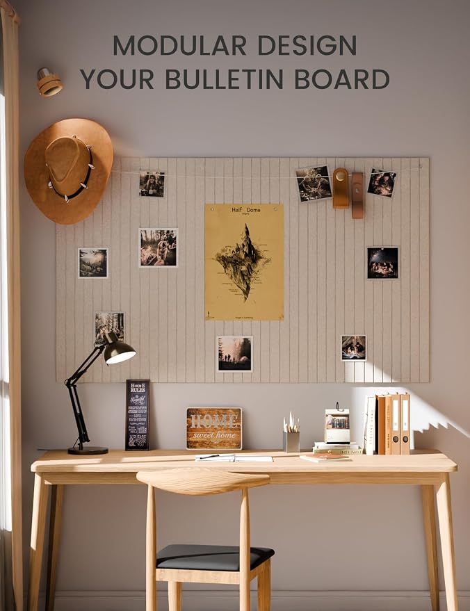 Fluxynara Large Felt Bulletin Board 36" x 24" Cork Board Alternative-6 Pack with 32 Safe Removable Adhesive Tabs, Cork Boards for Walls Cork Board for Home Office Classroom Pin Board -Oatmeal