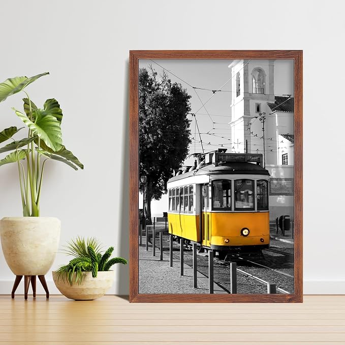 LaVie Home 22.375x34 Picture Frame Brown Puzzle Frame, Display Pictures, Puzzle 22.375x34 Without Mat, Stable Frame and Polished Plexiglass, Horizontal and Vertical Format of The Walls