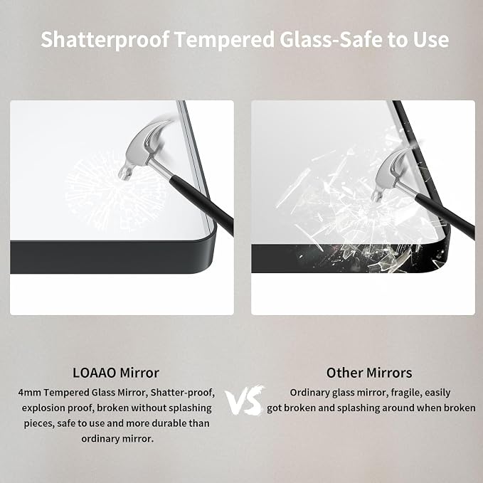 LOAAO 48X40 Inch Black Metal Framed Bathroom Mirror for Wall, Matte Black Bathroom Vanity Mirror Farmhouse, Large Rounded Rectangle Mirror, Anti-Rust, Tempered Glass, Hangs Horizontally or Vertically