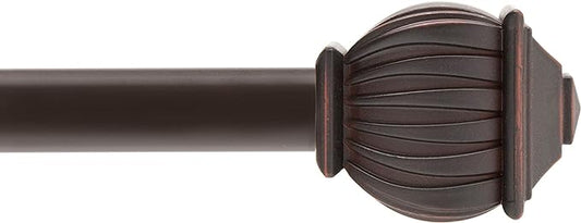 Kenney KN71713 Beckett Soft Square End Standard Decorative Window Curtain Rod, 48-86" Adjustable Length, Weathered Brown Finish, 5/8" Diameter Steel Tube, 1-Pack