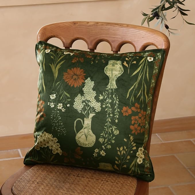 ISAENNE Designer Vintage Velvet Throw Pillow Cover,22"x22"-Nocturne | Pillow Cover,Concealed Zipper Design,Dragonfly Pattern,Sofas,Bedroom,Living Room,Lounge Chairs,All Season Home Decor