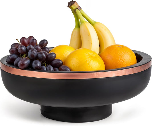 Concrete Large Fruit Bowl for Kitchen Counter - Large Decorative Bowls for Home Decor - Modern Key Bowl for Entryway Table - Hand-Poured Pedestal Bowl for Keys