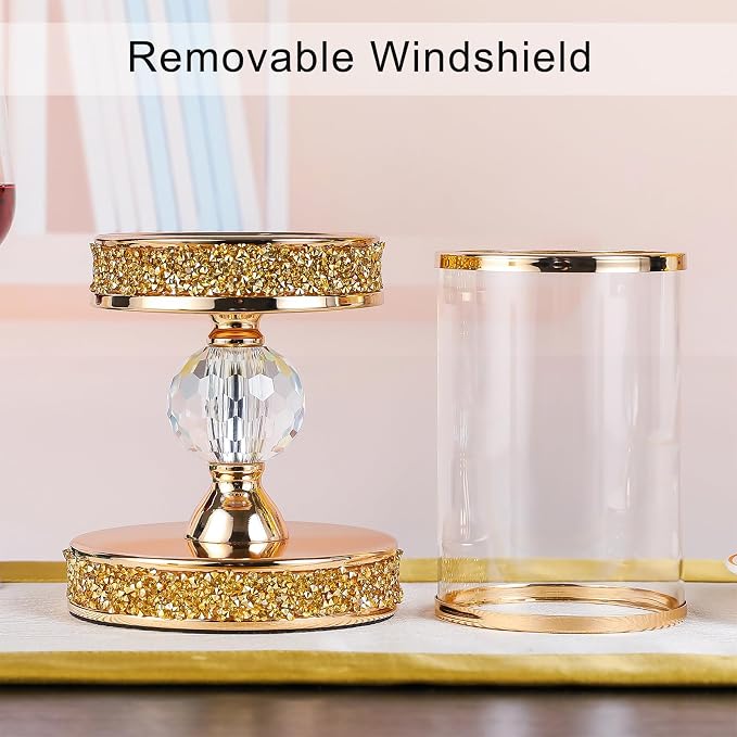Hurricane Candle Holders for Pillar Candle, Pillar Candle Holder, Crystal Candlesticks Holder for Dining Coffee Table, Wedding,Events,Parties, Home Decor YL031SD