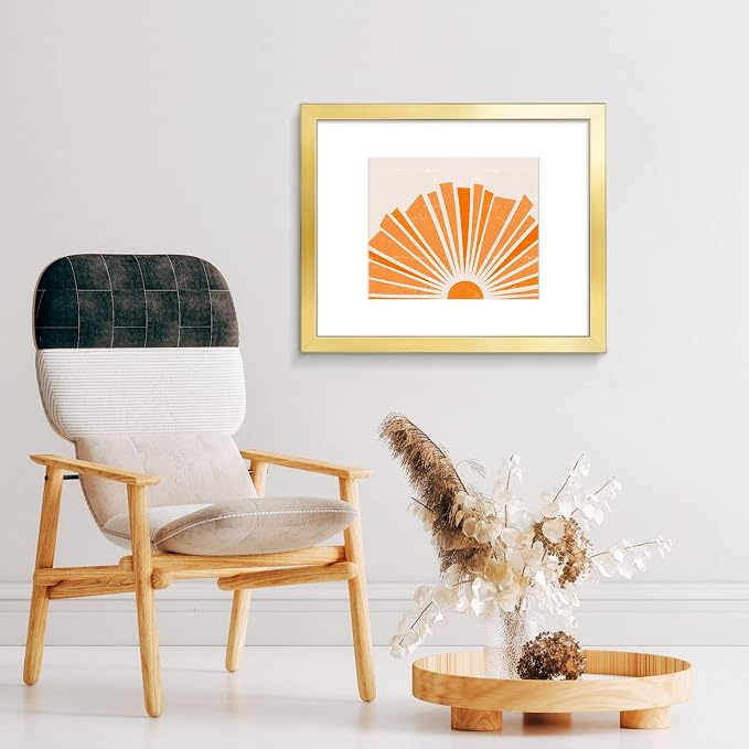 LaVie Home 16x20 Picture Frame Gold Poster Frame,Display Pictures 11x14 with Mat or 16x20 Without Mat, Stable and Sturdy Frame and Polished Plexiglass, Horizontal and Vertical Format of The Walls