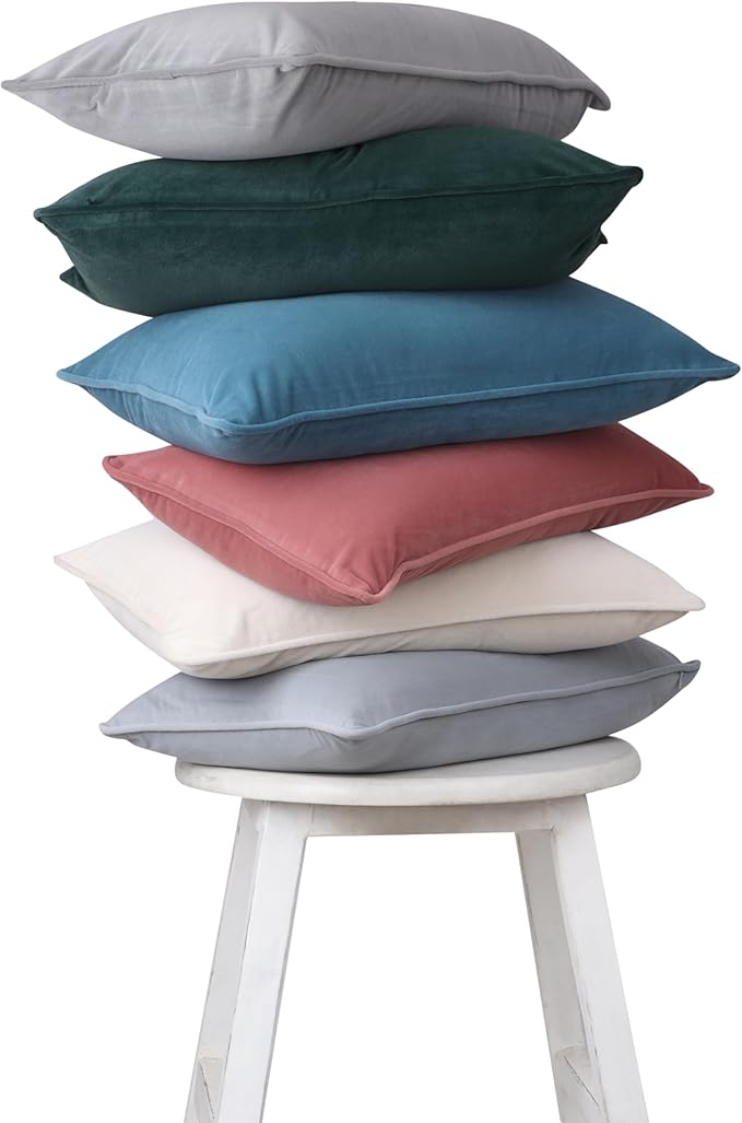A1HC Set of 2 Luxurious Fine Soft Velvet Throw Pillow Covers Only, for Sofas, Beds, Vibrant Colors and Hidden Zipper. Enhance Your Living Space with Decorative Couch Pillow 12"x20", Dark Grey