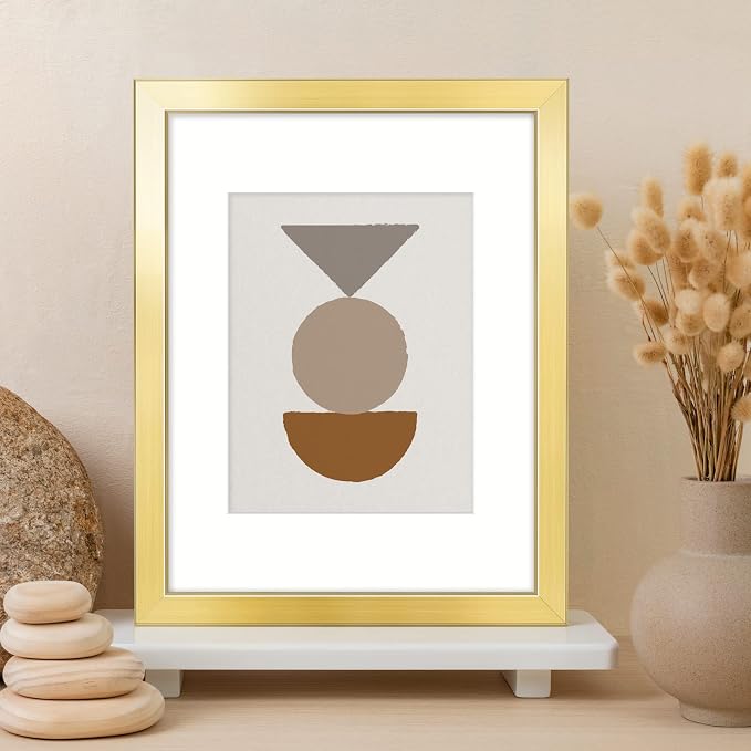 LaVie Home 14x18 Picture Frame Gold Poster Frame,Display Pictures 12x16 with Mat or 14x18 Without Mat, Stable and Sturdy Frame and Polished Plexiglass, Horizontal and Vertical Format of The Walls