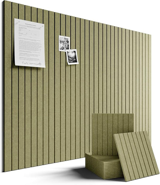 Fluxynara Large Felt Bulletin Board 48" x 36" Cork Board Alternative-12 Pack with 64 Safe Removable Adhesive Tabs, Cork Boards for Walls Cork Board for Home Office Classroom Pin Board -Olive Green
