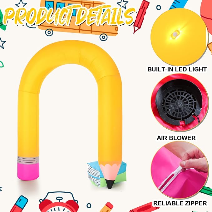 Shappy 9ft Pencil Back to School Inflatables Arch Kindergarten Preschool Graduation Decoration Blow up Pencil Outdoor Decor with LED Lights for 2026 Party Lawn Yard Garden Backdrop Photo Props Decor