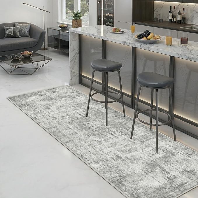2x6 Rug for Entryway Hallway-No Slip Soft Carpets Modern Abstract Indoor Floor Stain Resistant Carpet for Bedroom Dining Room Farmhouse Nursery Home Office Grey