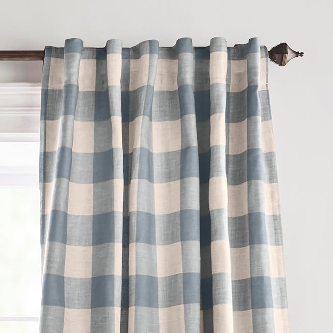 Grainger Rod Pocket Back Tab Window Curtain Panel, Chambray - 52" W x 63" L