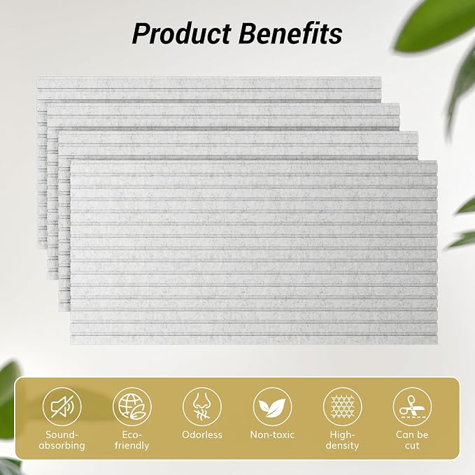TONOR Dual-Layer Thickened Acoustic Wall Panels Self Adhesive, 4 Pack 47.2"x23.6"x0.72" High Density Sound Proof Panels for Walls, Peel and Stick Wall Panels for Recording Studio Furniture, Gray