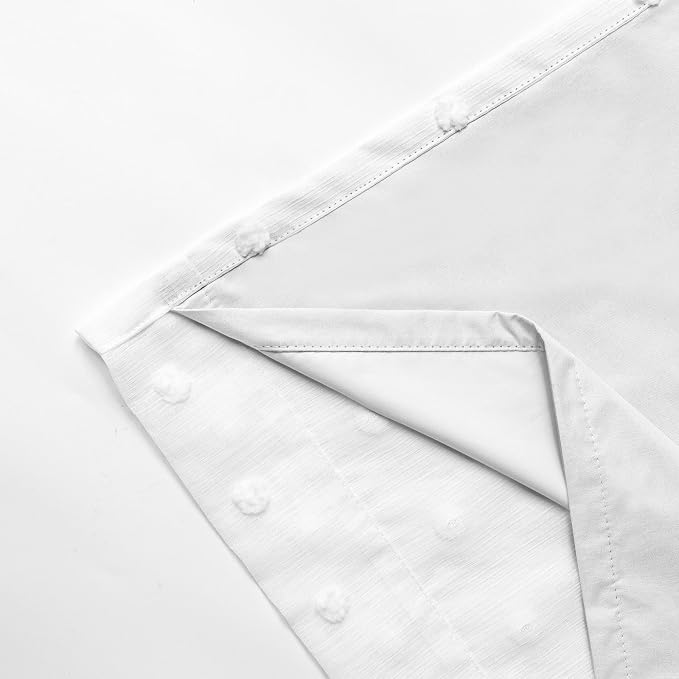 MYSKY HOME 100% White Blackout Curtains for Living Room Bedroom 84 Inches Long Total Light Blocking Drapes for Girls Room Thermal Insulated Curtains with Pom Pom Sheer Grommet Set of 2, 52W x 84L