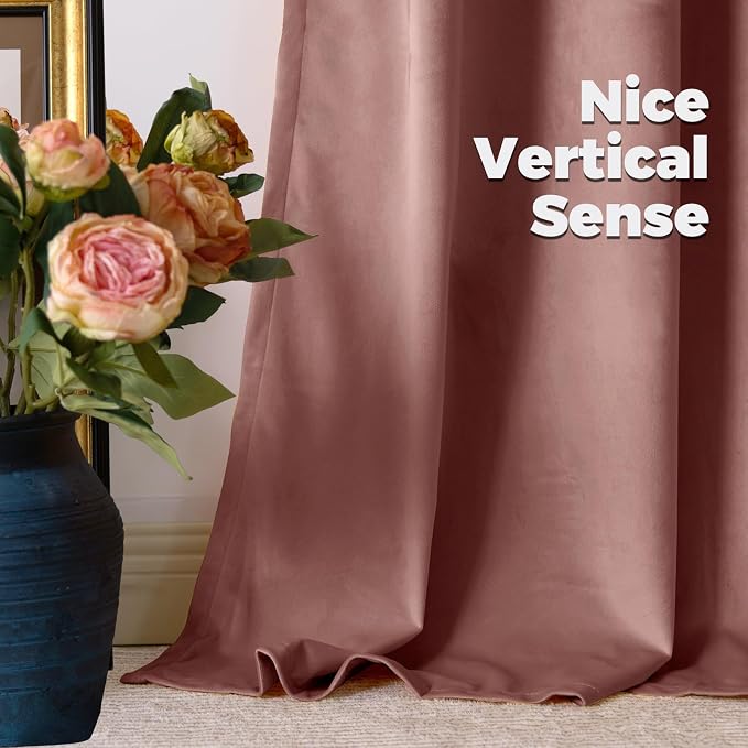 BGment Dusty Rose Pink Velvet Curtains 84 inches 2 Panels for Living Room, Luxury Thermal Insulated Blackout Noise Reduce Super Soft Back Tab and Rod Pocket Window Curtains for Bedroom, 38 x 84 Inch