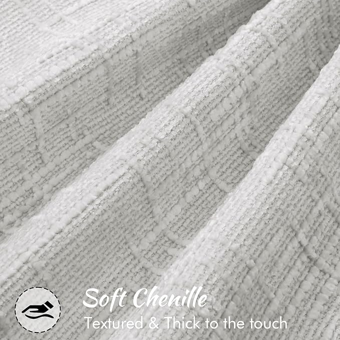 decorUhome Chenille Throw Pillow Covers 22x22 Set of 2, Thick Textured Slubby Neutral Decorative Pillow Covers with Elegant Design for Couch, Sofa, Living Room, Light Grey