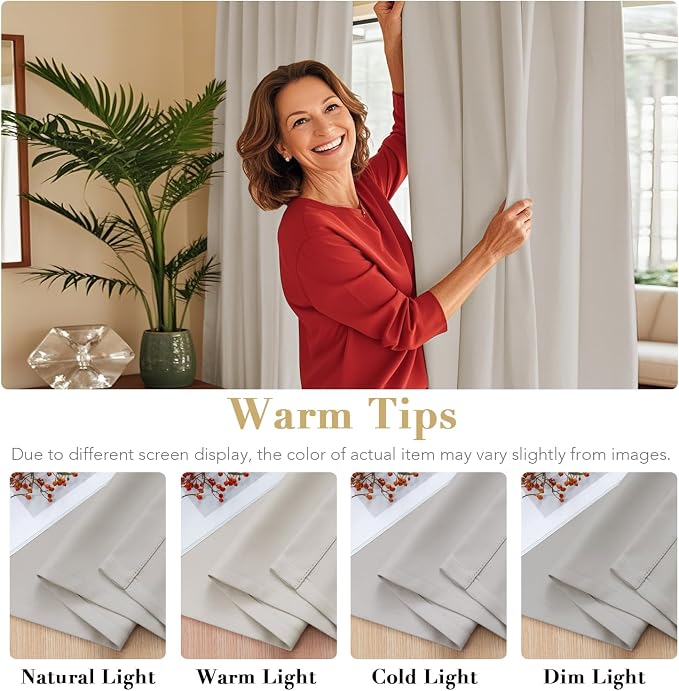 H.VERSAILTEX Blackout Curtains Thermal Insulated Window Treatment Panels Room Darkening Blackout Drapes for Living Room Back Tab/Rod Pocket Bedroom Draperies (2 Panels, Stone, 42 x 54 Inch)