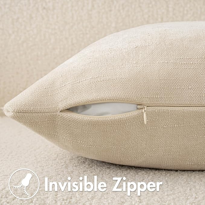 MIULEE Pack of 2 Decorative Throw Pillow Covers Soft Throw Pillows Solid Textured Cushion Covers Home Decor for Couch Sofa Bedroom Living Room 18x18 Inch, Beige Cement