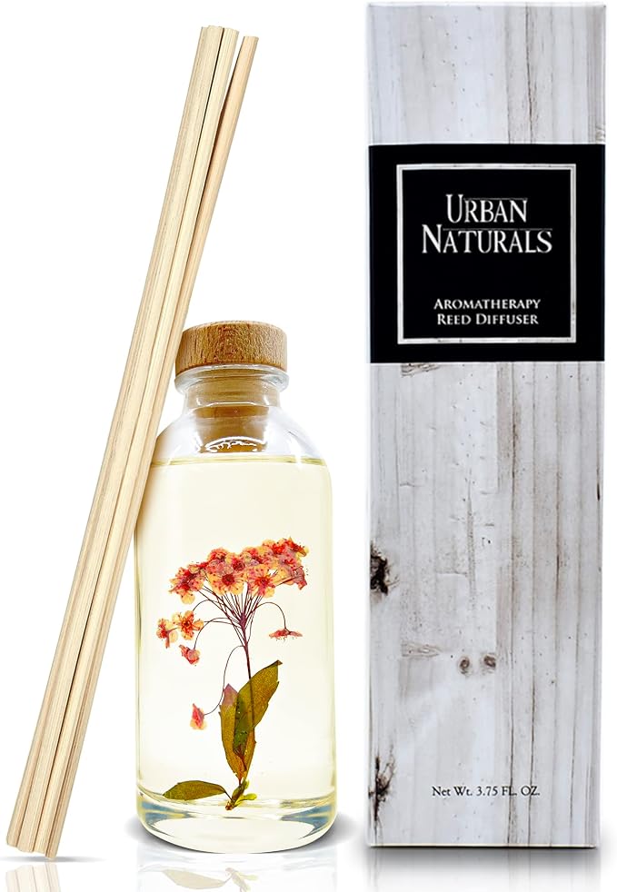 Urban Naturals Reed Diffuser Set, Sweet Pea & Sandalwood - Bathroom Décor | Made with Essential Oils & Real Botanicals, White Florals, Jasmine, Juicy Berries & Sandalwood, Made in the USA