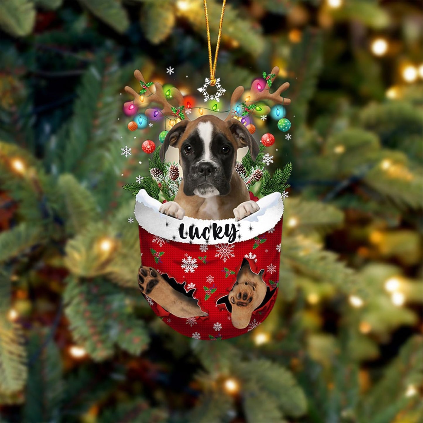 Brown Boxer Christmas Decor - Dog Lovers Gift Idea, Xmas Tree Ornament