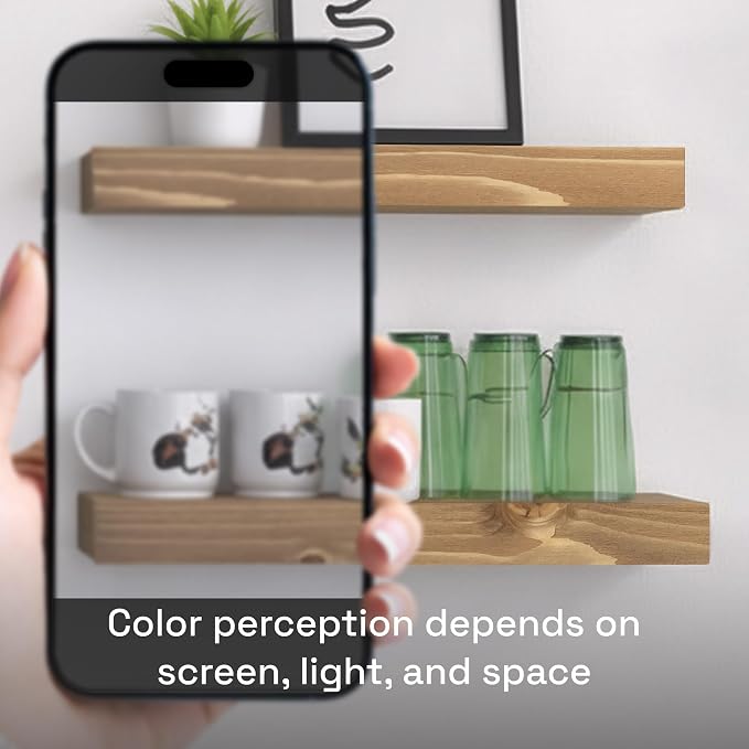 Natural Wood Floating Shelves for Wall 30 Inches Long, Oak Wooden Shelf | Solid Wood, Wall Mounted, Large Bathroom Shelves for Room Wall, Kitchen Bedroom Farmhouse, Oak Finish, 30W × 6.7D, Set of 2