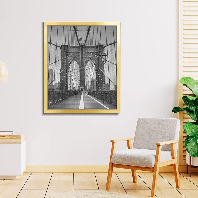 LaVie Home 24 x 30 Picture Frame, Large Poster Frame with High Definition Plexiglass, Horizontal or Vertical Wall Gallery Poster Frames Suitable for Photos, Artworks, Posters,Puzzle, Gold 1pc