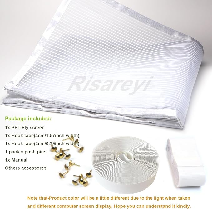Risareyi Magnetic Screen Door Heavy Duty, Front Door Screen Magnetic Closure Thicken Tear-Resistant Mesh Keep Bugs Out, White - Net Curtain Itself Size 78" x 100"