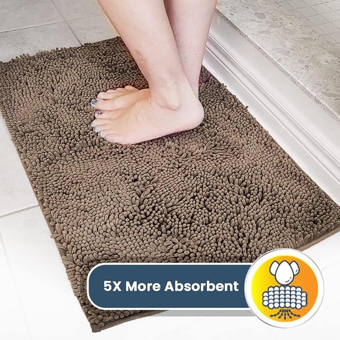 Muddy Mat® | Super Water Absorbent Door Mat Indoor, Microfiber Quick Dry Chenille Entryway Rug, Slip Resistant Front Door Mat, Indoor Mats for Entryway, Machine Washable Pet Rug, Taupe 3ft x 5ft