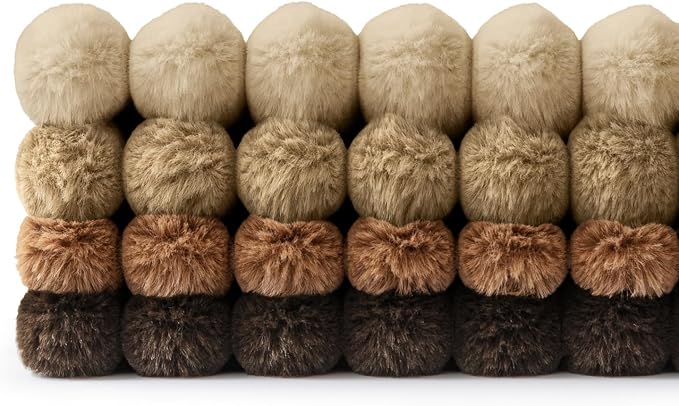 MIULEE Faux Fur Plush Decorative Throw Pillow Covers 20x20 Set of 4, Boho Fall Farmhouse Soft Fuzzy Striped Cushion Covers for Sofa Couch Bed Living Room Vintage Rustic Home Decor,Dark Brown