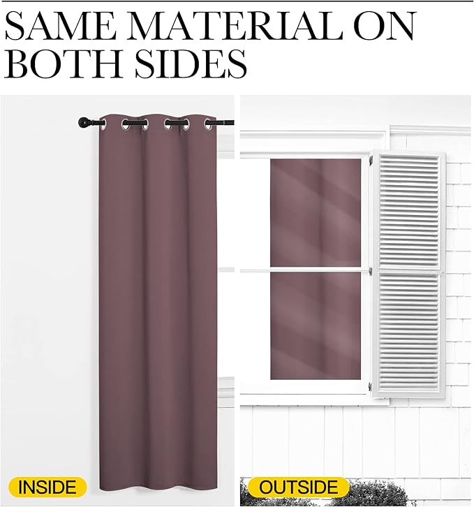 NICETOWN Dry Rose Blackout Curtains 78" Long for Office, Dining Room, 55" Wide, 2 Pieces, Guest Room, Sound Reducing Heat and Cold Block Curtain Panels for Modern Room Decorative