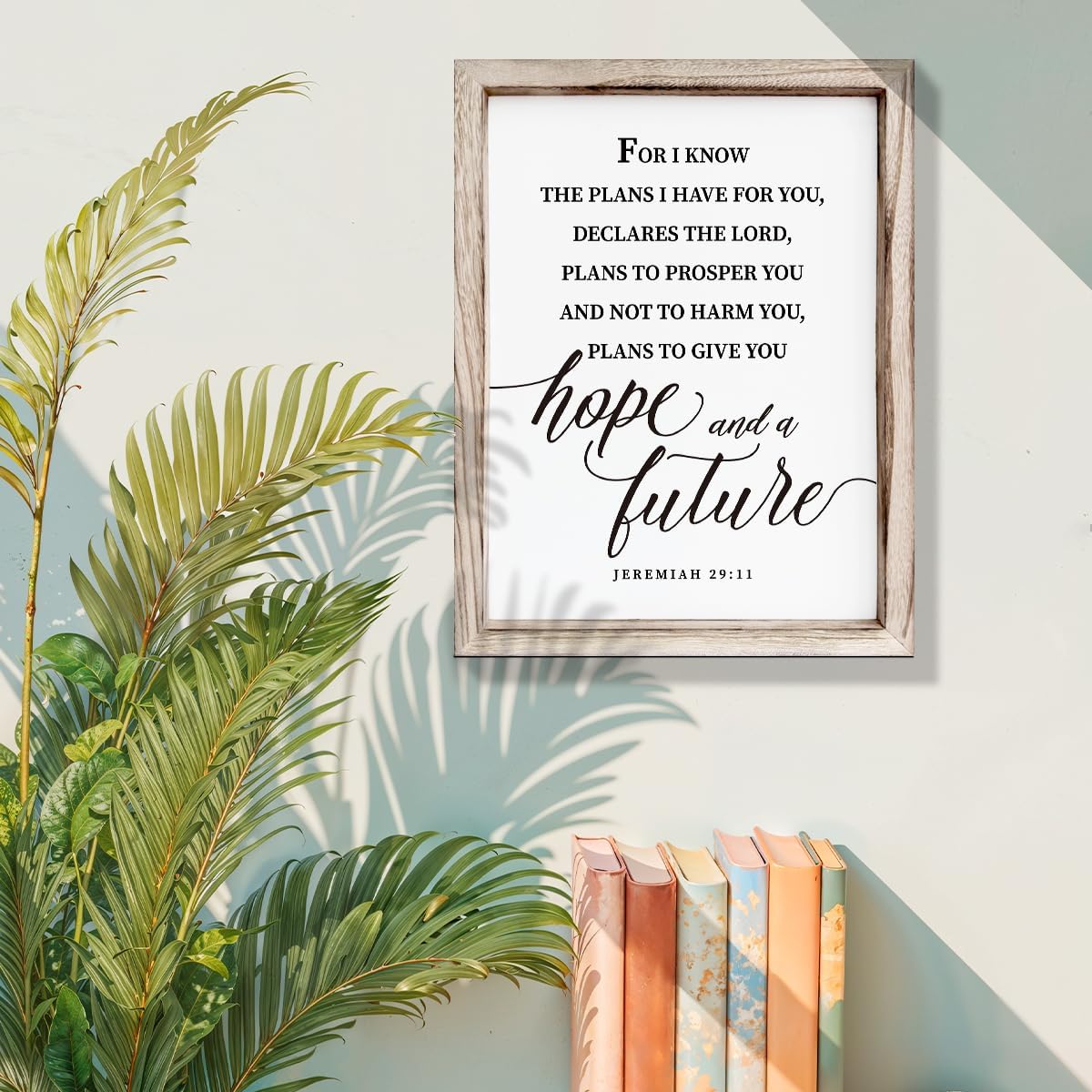 Christian Wall Decor, Religious Artwork for Home Decor, Bible Verse Signs, Inspirational Christian Gift, Framed Wall Plaque Sign 15 * 11.5 inches, I Know the Plans I Have for You Sign