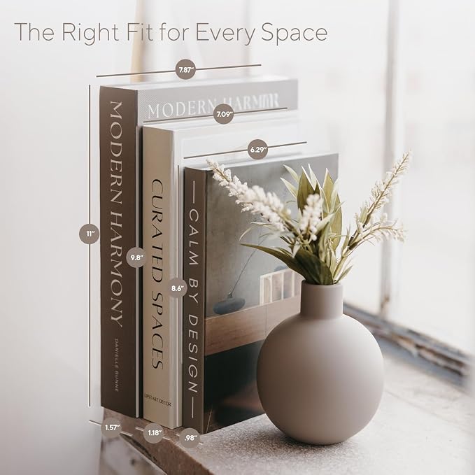 Modern Decorative Books For Home Decor - Set of 3 Faux/Fake Books For Decoration for Aesthetic Coffee Table Bookshelf Mantle Brown Cream Book Decor as Storage Boxes in Living Room Entryway Shelf Décor