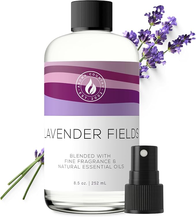 Aroma Country Lavender Fields Luxury Diffuser Oil Refill (8.5 Fl Oz) | Hotel-Inspired • Long-Lasting Home Fragrance • for Aromatherapy, Reed Diffusers, Diffuser Machines & Room Sprays